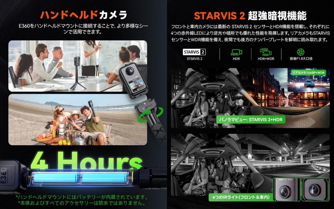 最高峰 VANTRUE E360 ACE 360° 5.2K ドラレコ 4K