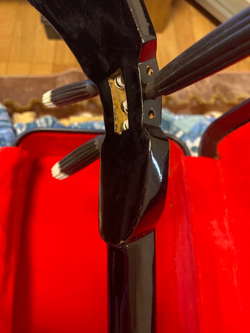 ジ*ニ様 三線本体 ヘビ皮製 専用ケース付き 古い 補修あり