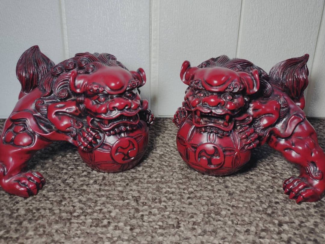 シーサー 狛犬 獅子 魔除け 縁起置物 寿山石 - メルカリ