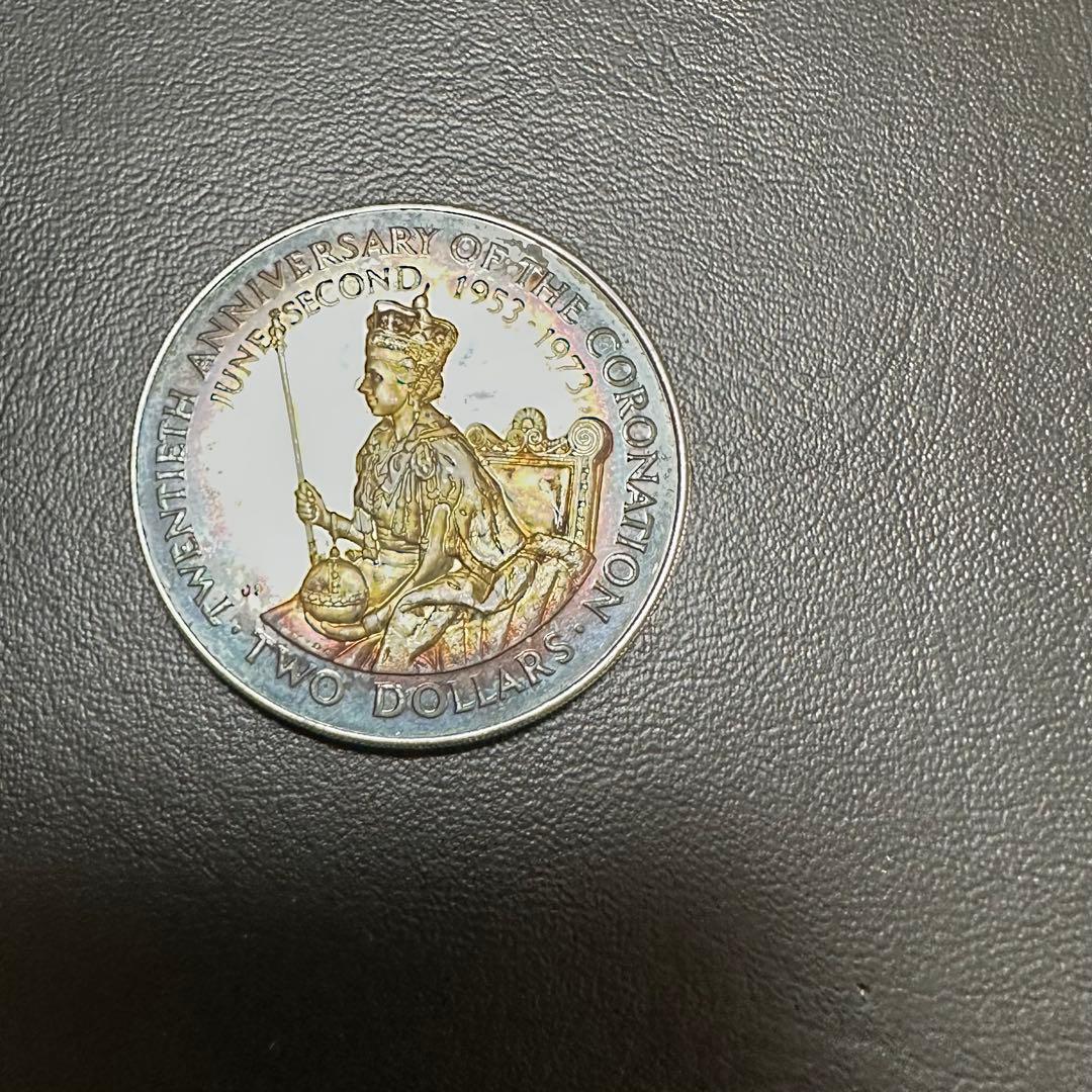 クック諸島 1973年 エリザベス2世戴冠20周年記念 2ドル銀貨 344 - メルカリ