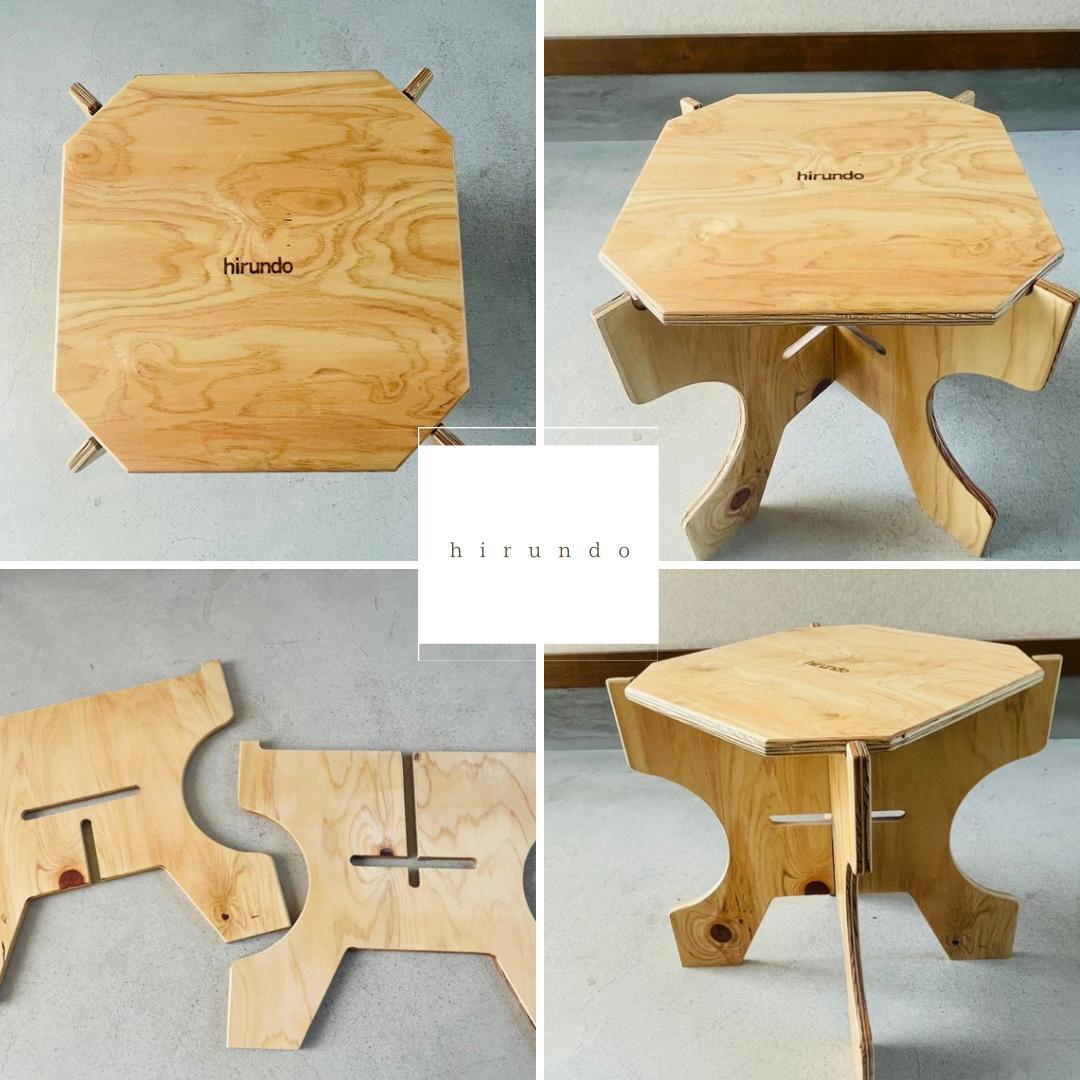 B品】hirundo 組立式七輪テーブル・チェアセット アウトドア