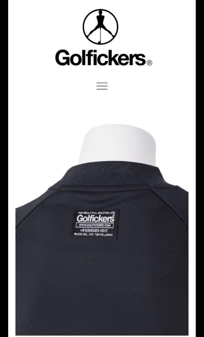 新商品！Golfickers 黒 Side Mesh Mock Neck -M-