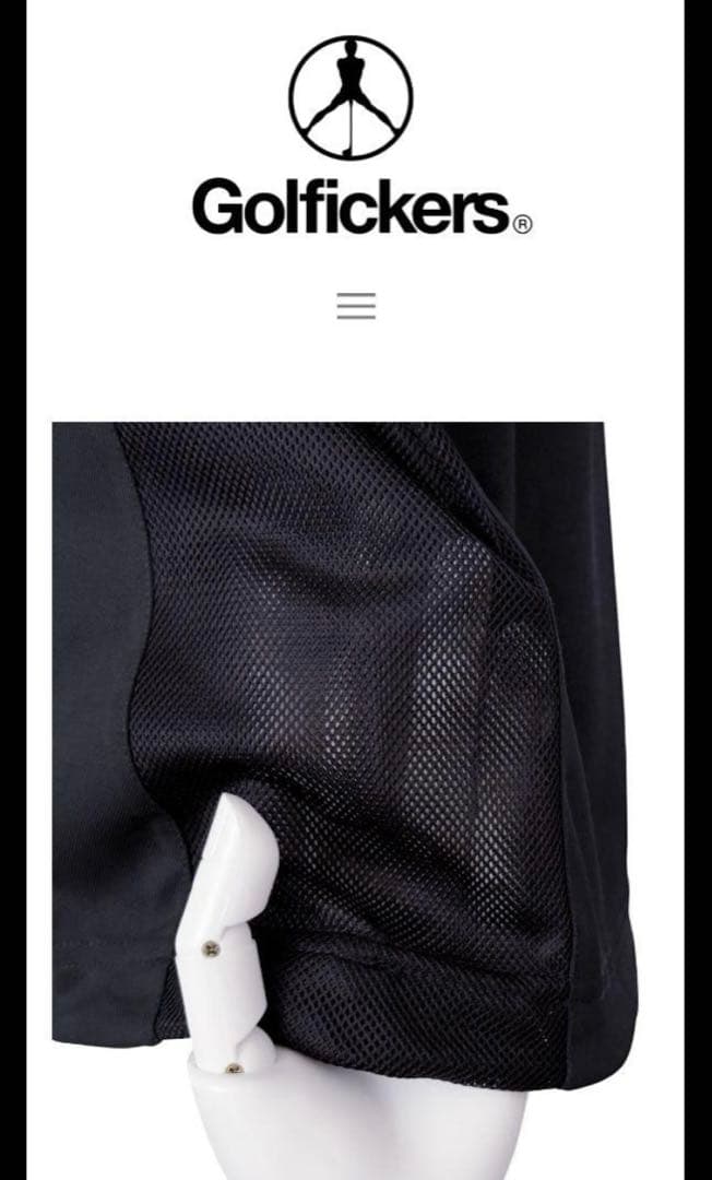 新商品！Golfickers 黒 Side Mesh Mock Neck -M-