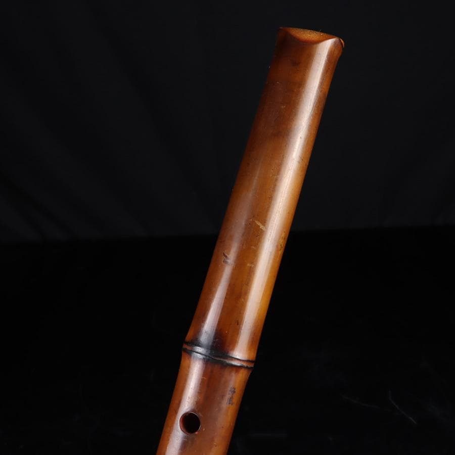 Y3273-4 琴古流 尺八 隆風銘 銀三線 螺鈿細工 全長54.5㎝