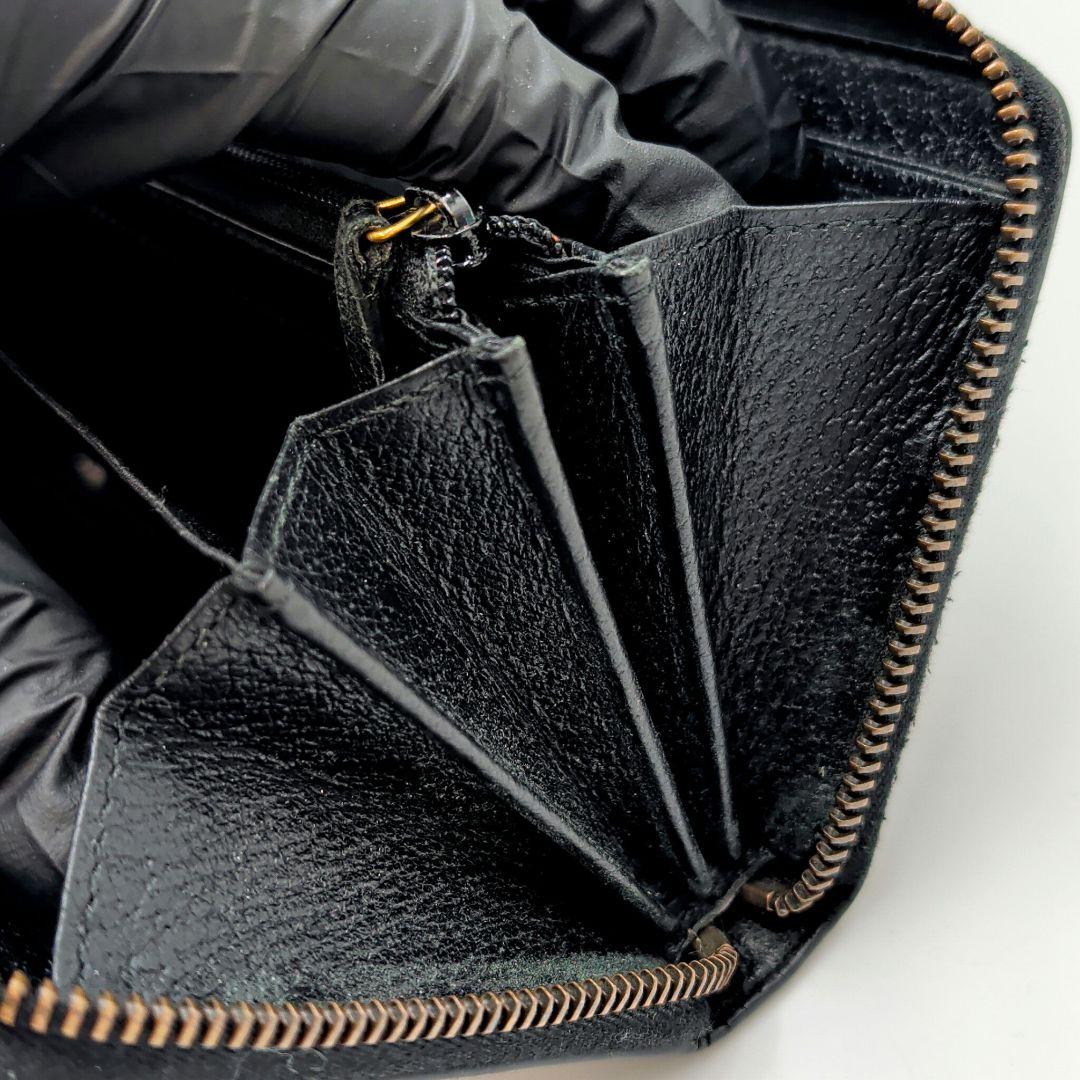 極美品 GUCCI アニマリエ ゴールドビー 長財布 グッチ レザー