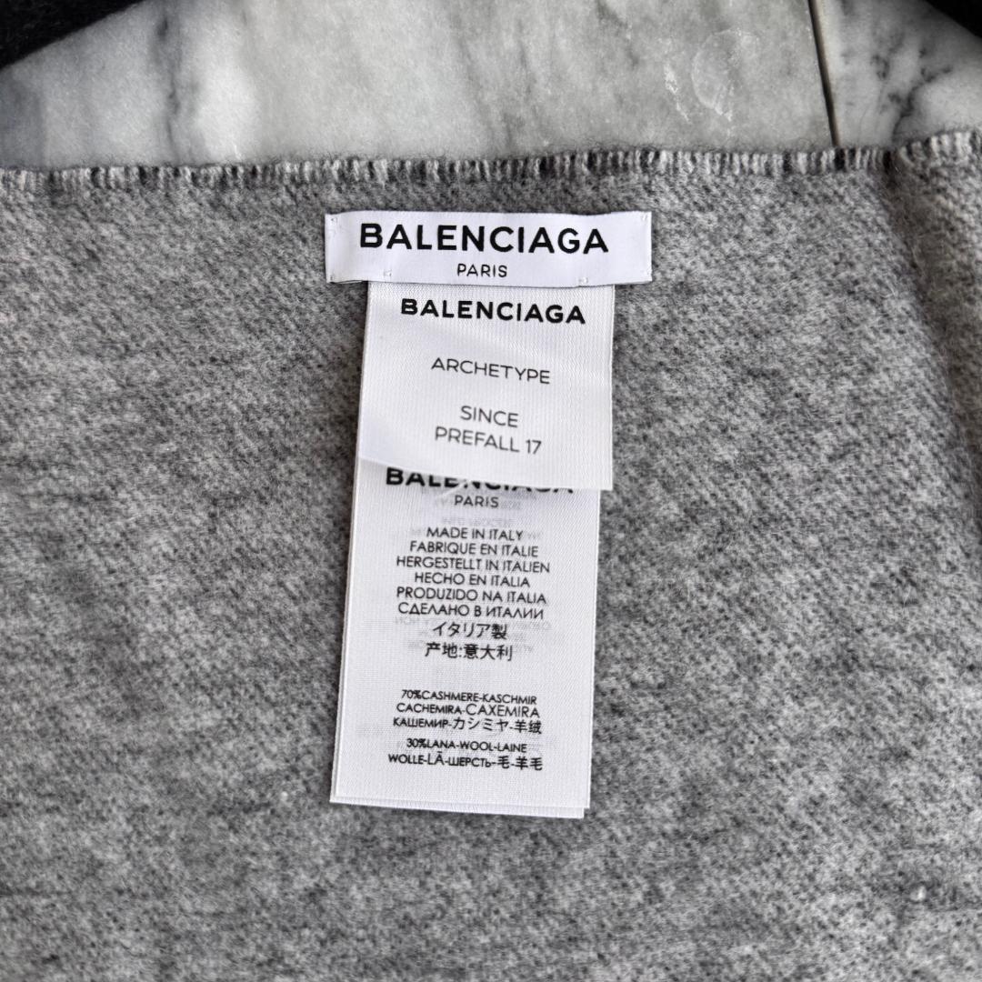 BALENCIAGA バレンシアガ カシミヤマフラー リバーシブル ロゴ グレー