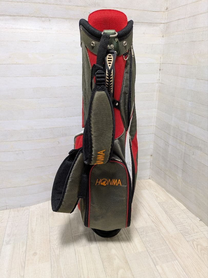 HONMA キャディバッグ スタンド付き レッド✕スモーキーグリーンの通販