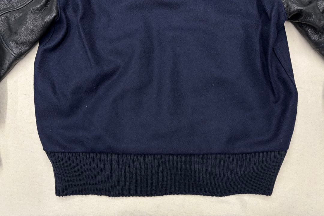 USA製 レターマンジャケット 38 黒×紺 スタジャン アワードジャケット