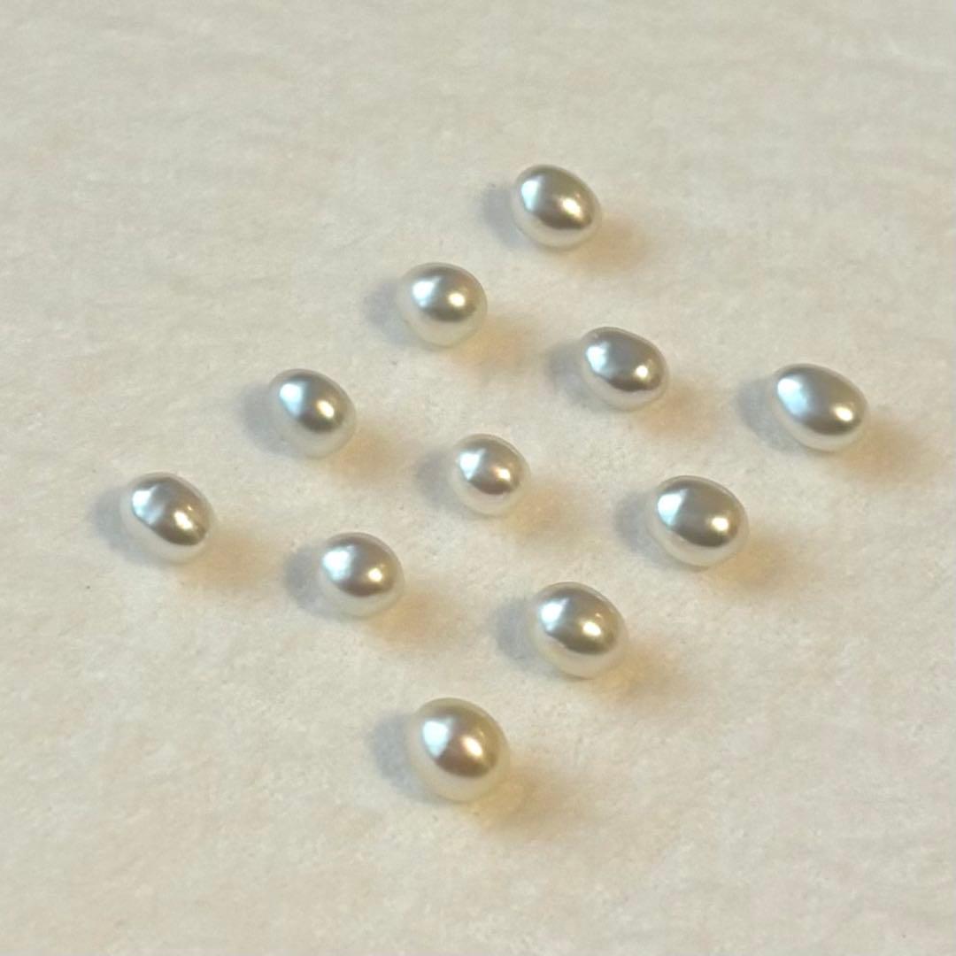パールルース南洋真珠白蝶ケシ4mmオーバル珠11 pcs