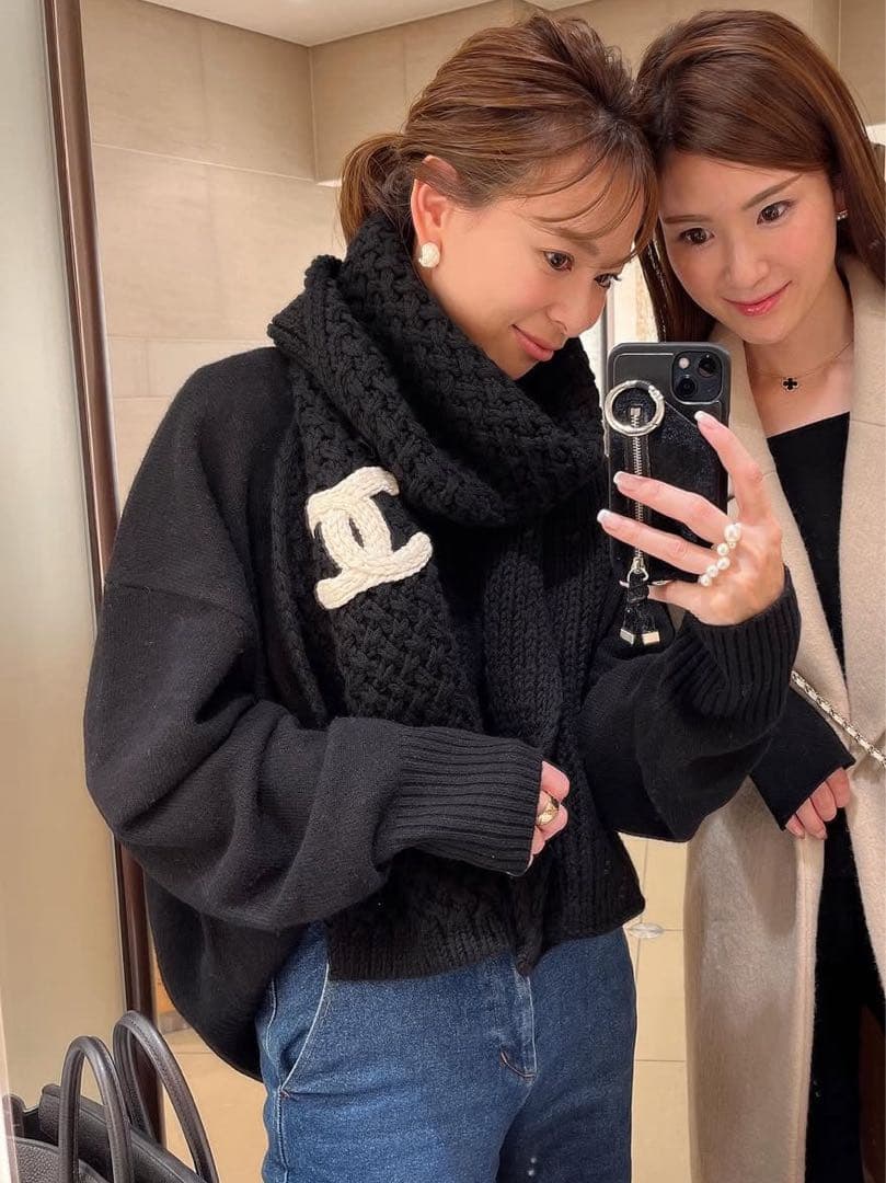 正規品　CHANEL シャネル　ココマーク　カシミヤ　ニットマフラー 楽天市場】[USED/中古]CHANEL シャネル ニット マフラー ココマーク