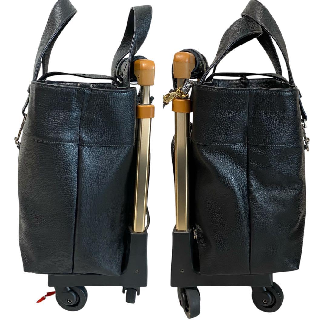 美品 高級感 BON JAPONE スワニー キャリーバッグ レザー ブラック