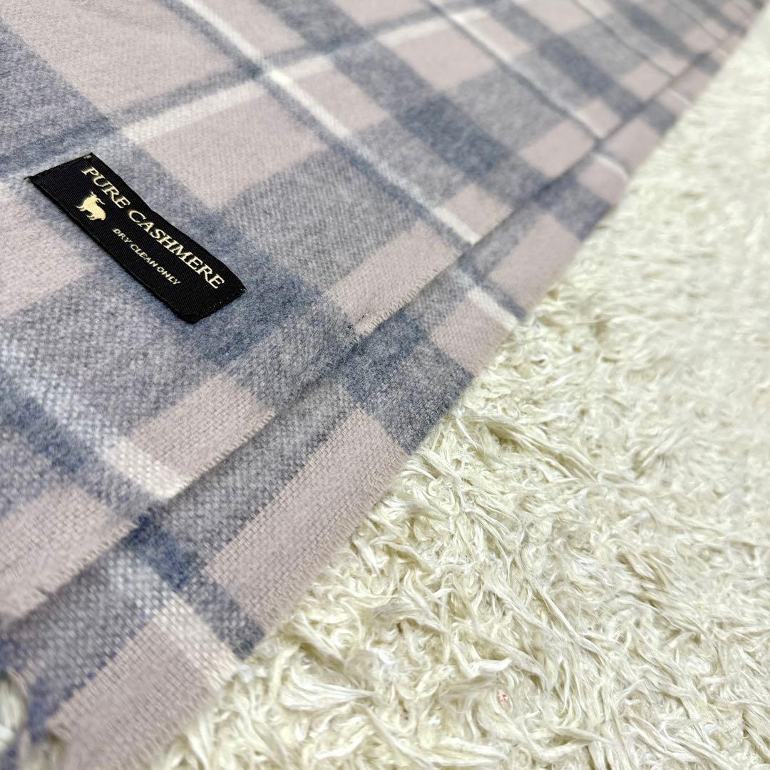 とこ様✨未使用級✨23区 カシミヤ100% 大判グレージュグレーチェック