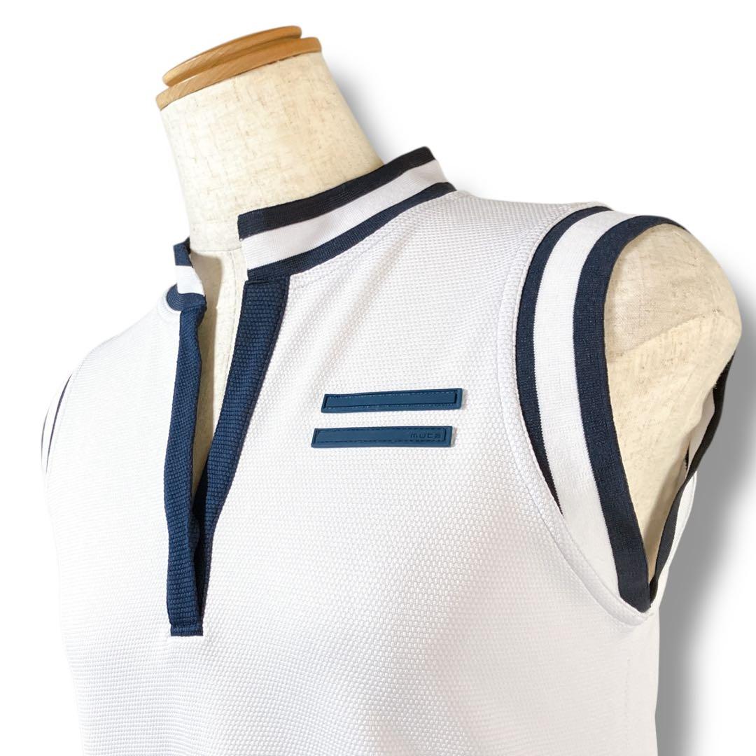 ムータマリンゴルフ 良品 ストレッチノースリーブ ストライプスリーブ