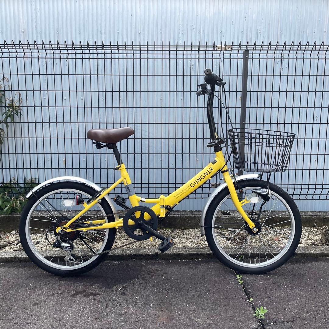 折りたたみ自転車 20インチ 黄色 自転車 本体 - メルカリ