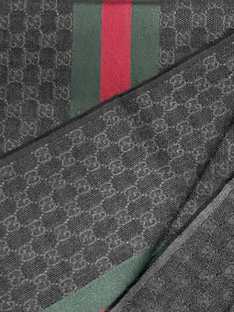 王道】GUCCI GGパターン シルク混マフラー シェリーライン 黒 緑 赤