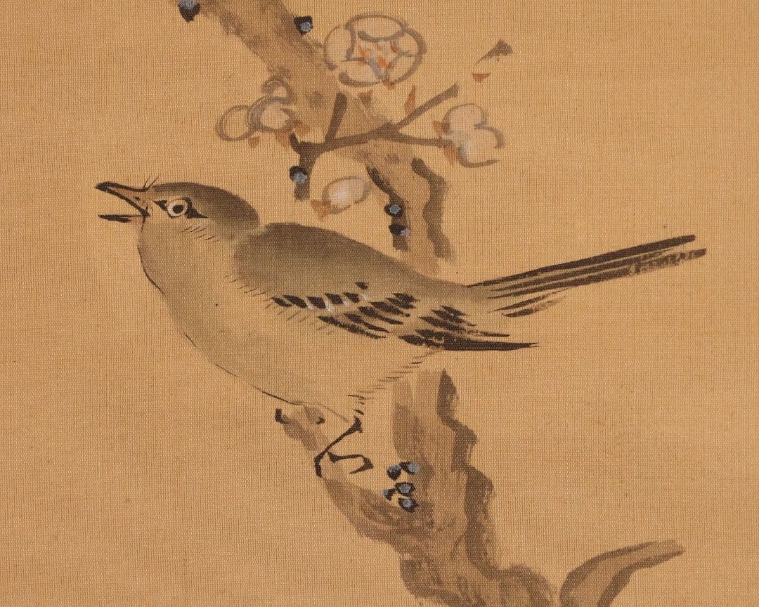 模写】日本画 谷口藹山 寿老人 花鳥 絹本 三幅対 掛軸 富山の人 MA643