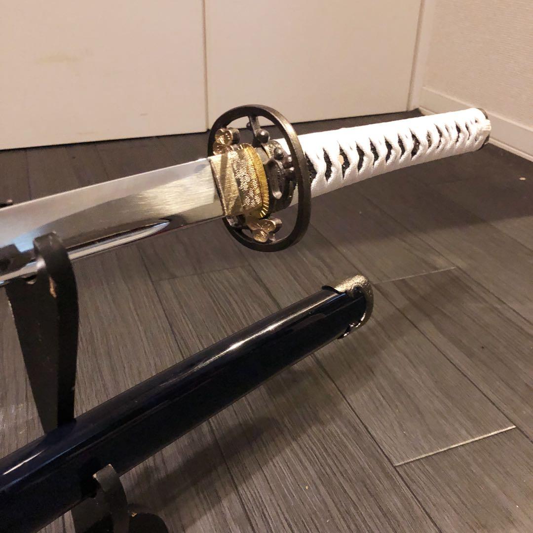 高級模造刀 高級居合刀 樋入り 優勢刃紋刀身 白拵え 亜合金