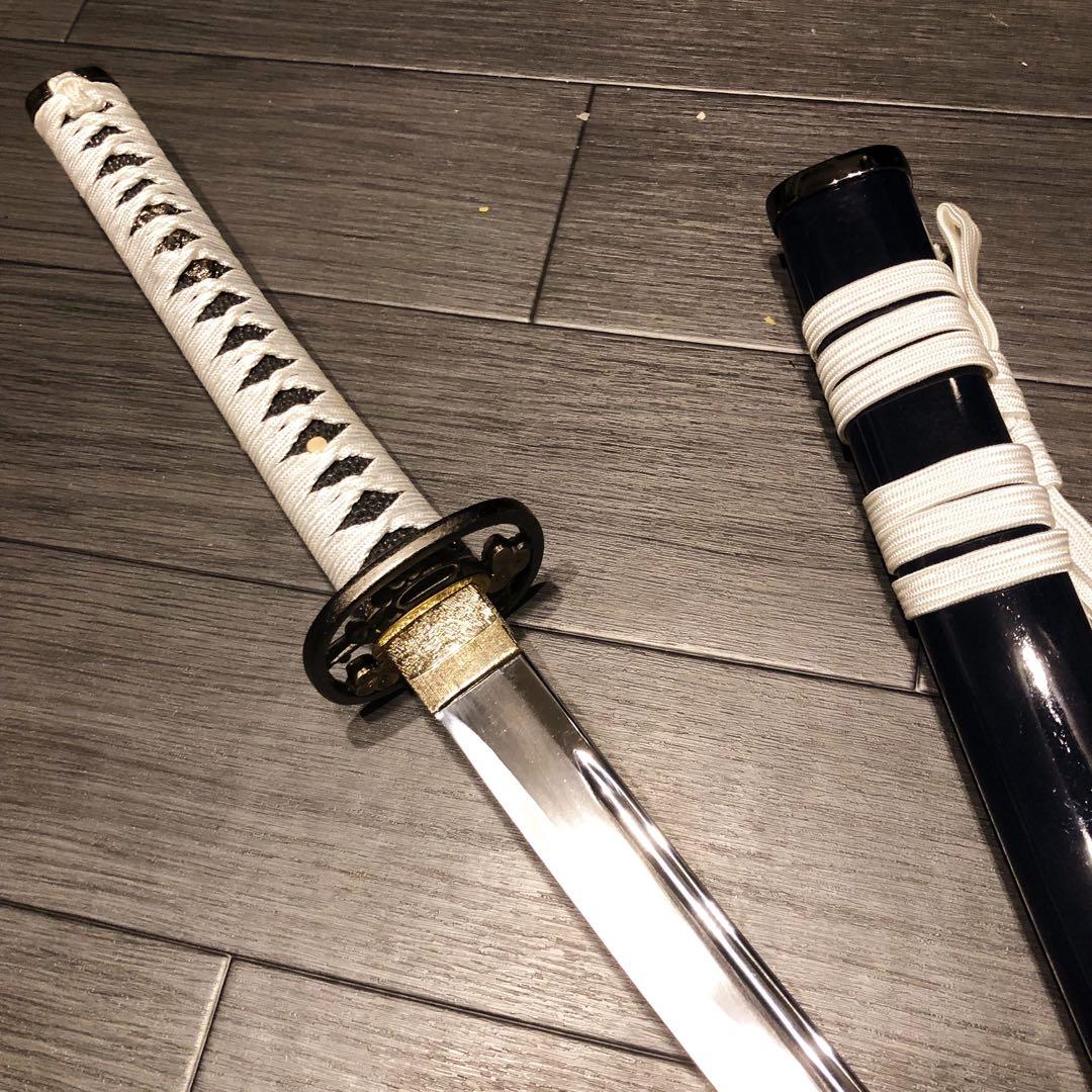 高級模造刀 高級居合刀 樋入り 優勢刃紋刀身 白拵え 亜合金