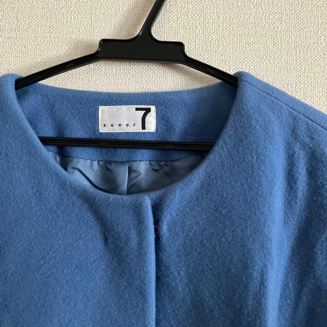 soeur7 ノーカラーコート 青 新品 スコットクラブ ヤマダヤ - メルカリ
