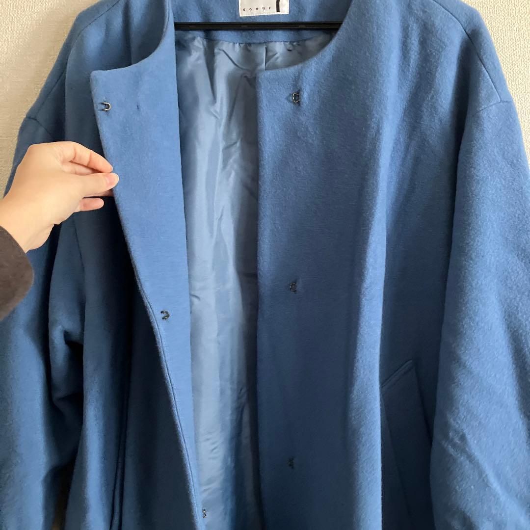 soeur7 ノーカラーコート 青 新品 スコットクラブ ヤマダヤ - メルカリ
