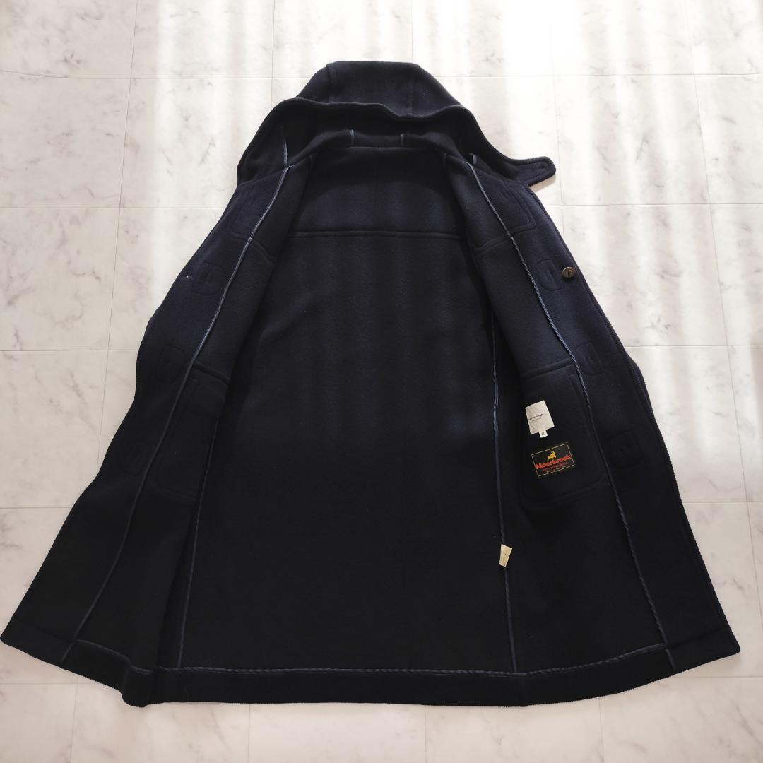 希少 moorbrook生地 ウールヘリンボーンダッフルコート ダー