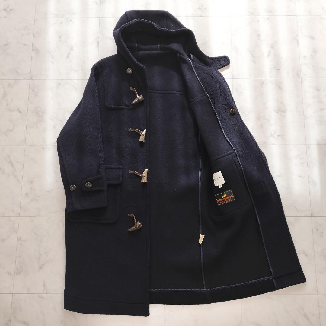 希少 moorbrook生地 ウールヘリンボーンダッフルコート ダー