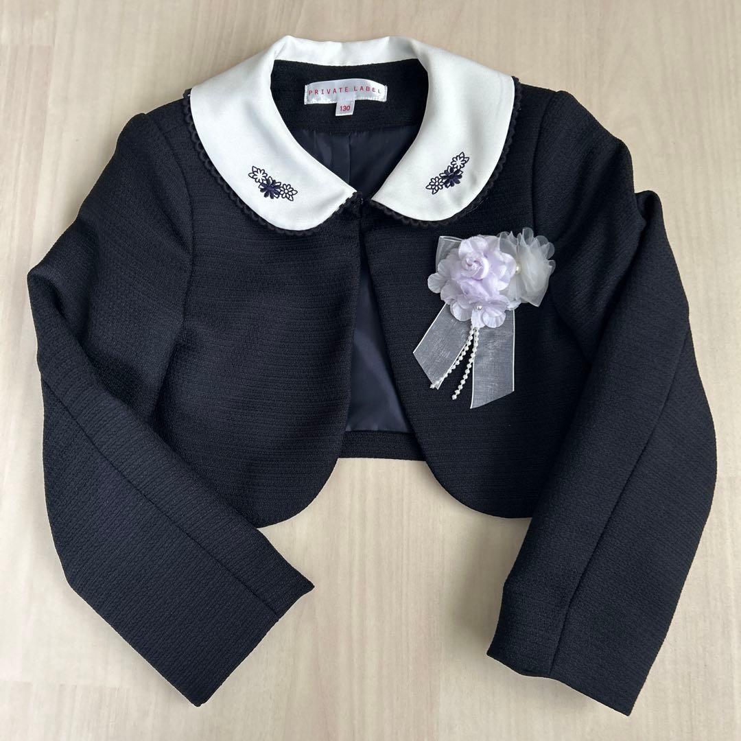 紫フラワープリントドレス＆黒ジャケット 卒園式 入学式 子供フォーマル