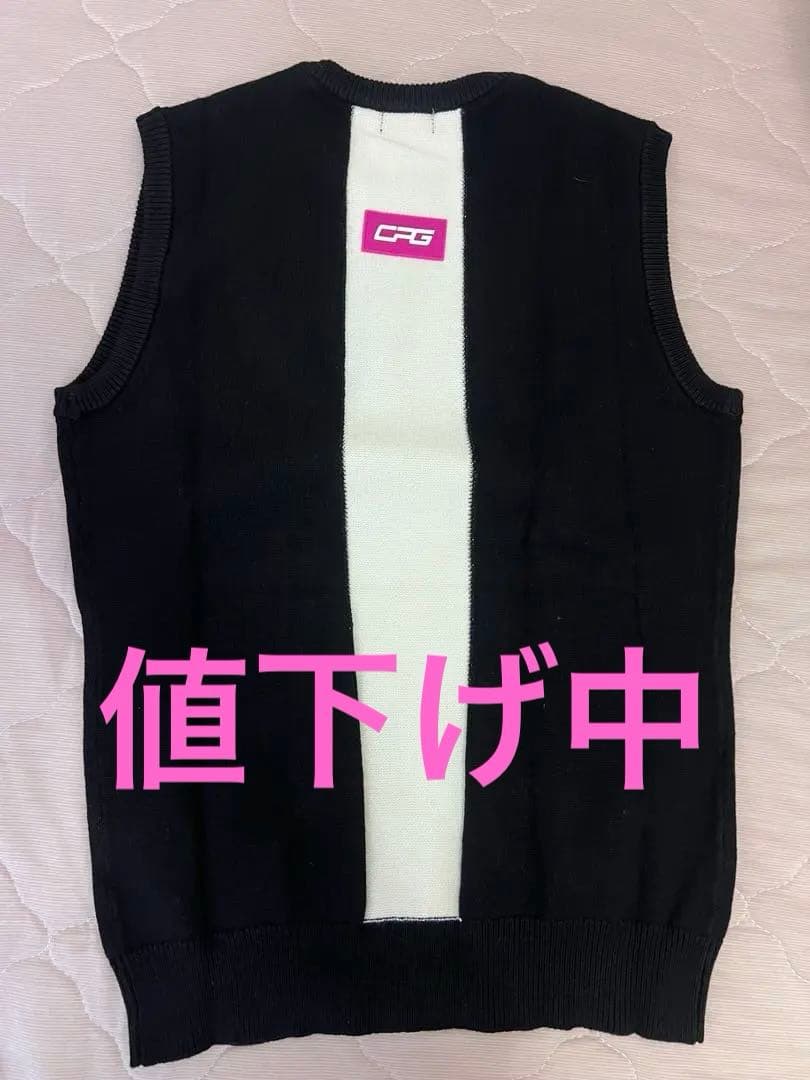 CPG ゴルフウェア　ベスト CPG GOLF 【新品】CPG フード付きアウターベスト 白×黒 ファスナー部