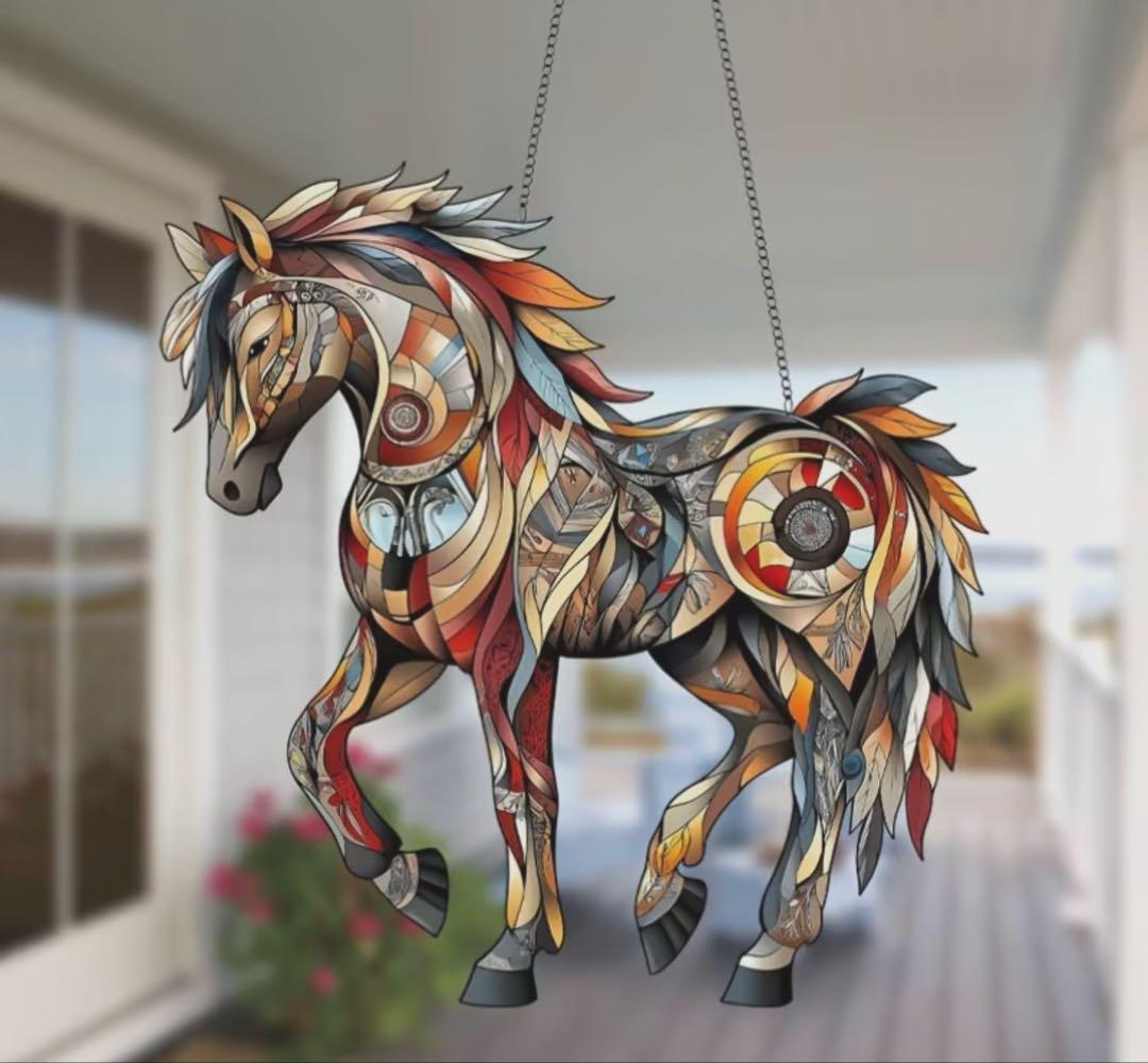 サンキャッチャー アクリル 428 トライバル柄 馬 15cm - メルカリ