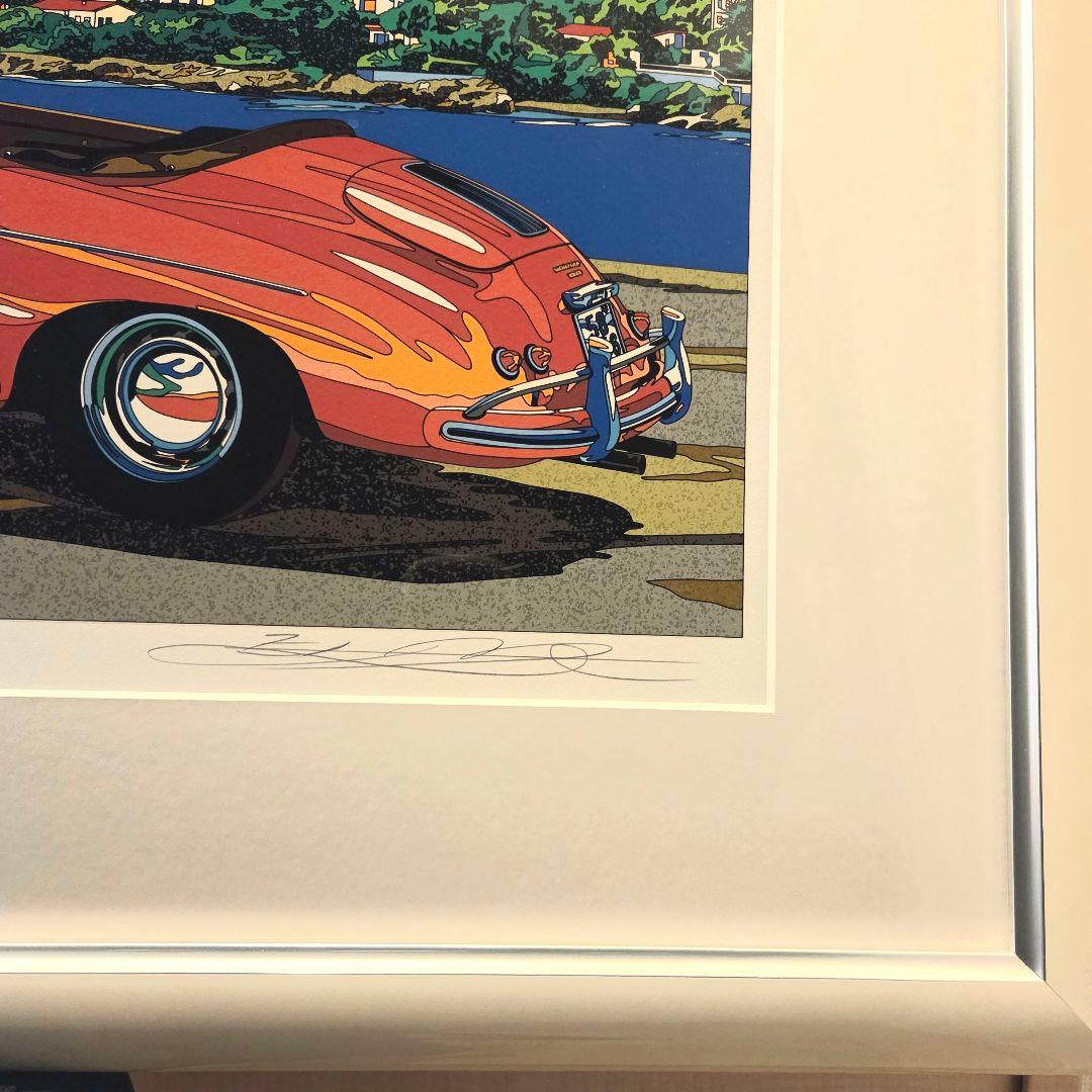 鈴木英人『コートダジュールの小高い丘』 Red PORSCHE シルク