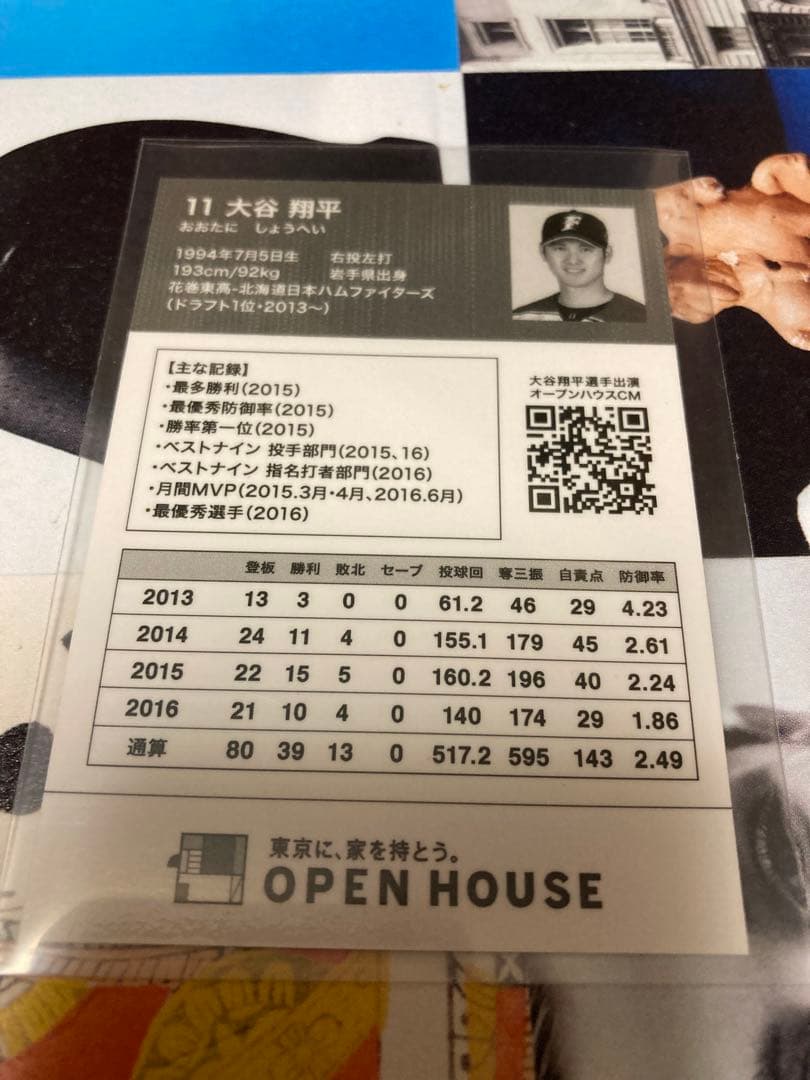 大谷翔平 2017オープンハウス 非売品 東京ドーム 配布カードセット