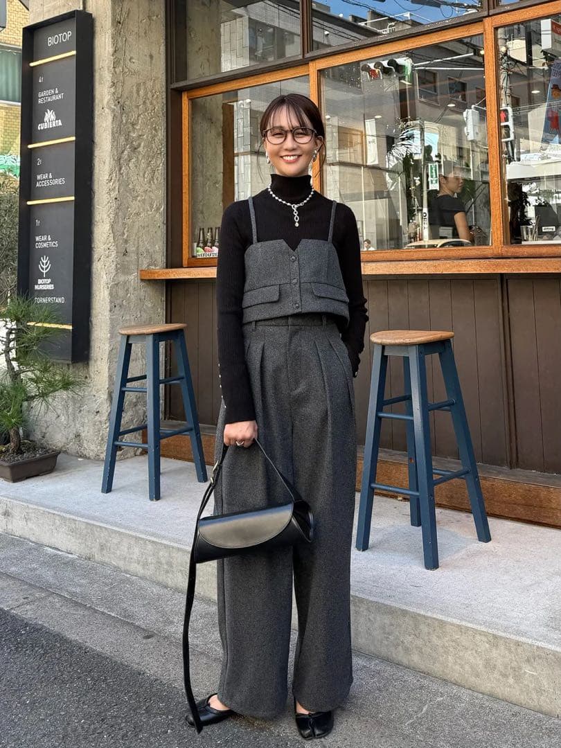 ｆｏｓiｅ　2点SET ウールライクビスチェ ウールライクタックワイドパンツ fosie 2点SET ウールライクビスチェ ウールライクタックワイド