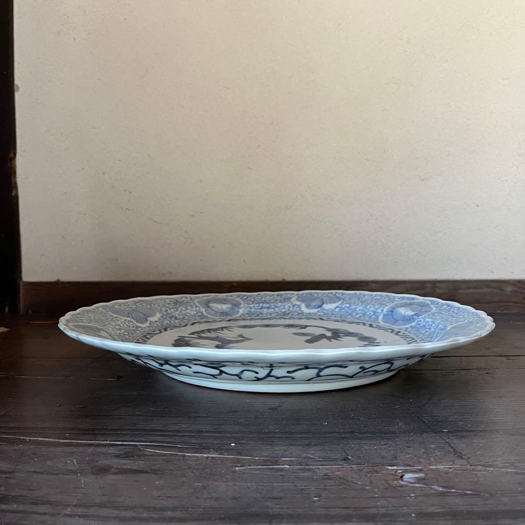 古伊万里 大皿 印判 染付 松竹梅 42cm