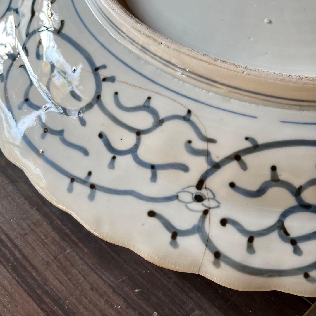 古伊万里 大皿 印判 染付 松竹梅 42cm