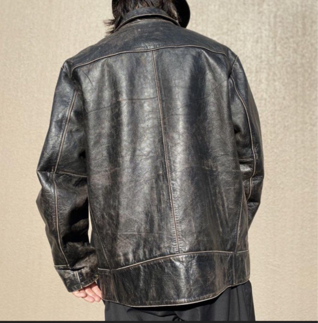 超希少】90's OLD GAP ダメージ加工レザージャケット 黒茶 - メルカリ