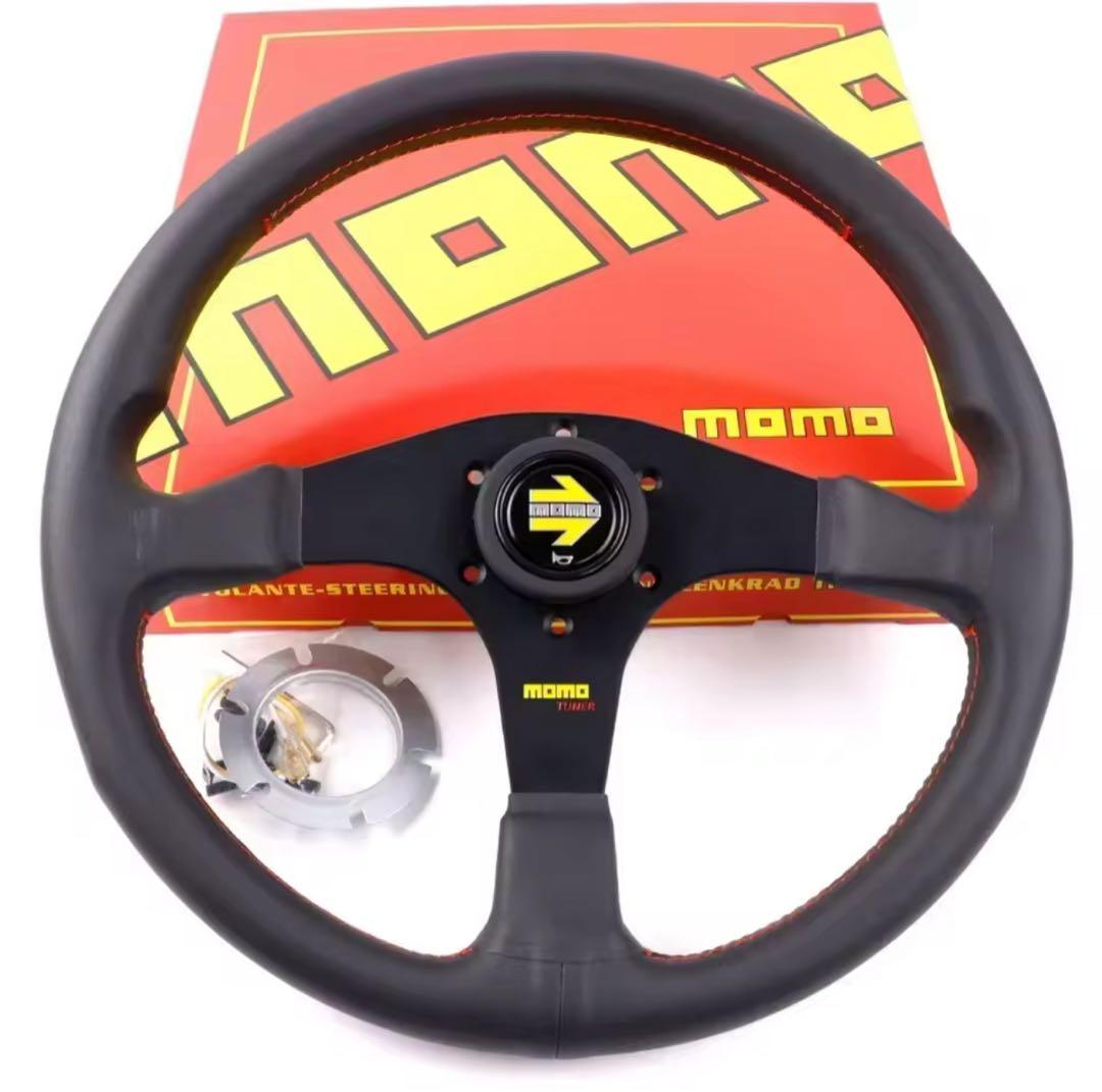 momo tuner 32 ステアリングホイール 黒 レザー 美品 訳あり MOMO
