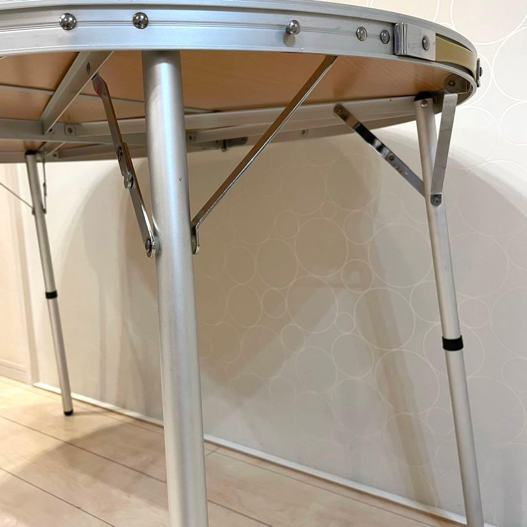 美品・廃盤品 【Coleman】折りたたみ式 形 オーバルテーブル 木目調