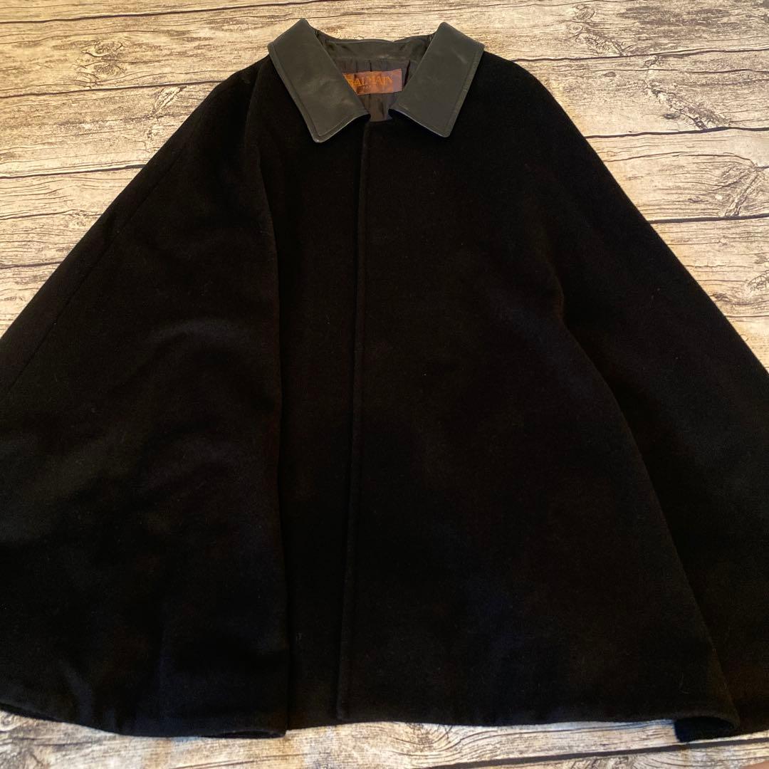 BALMAIN バルマン ◇ レザーカラー マント ケープコート 黒 2025年最新