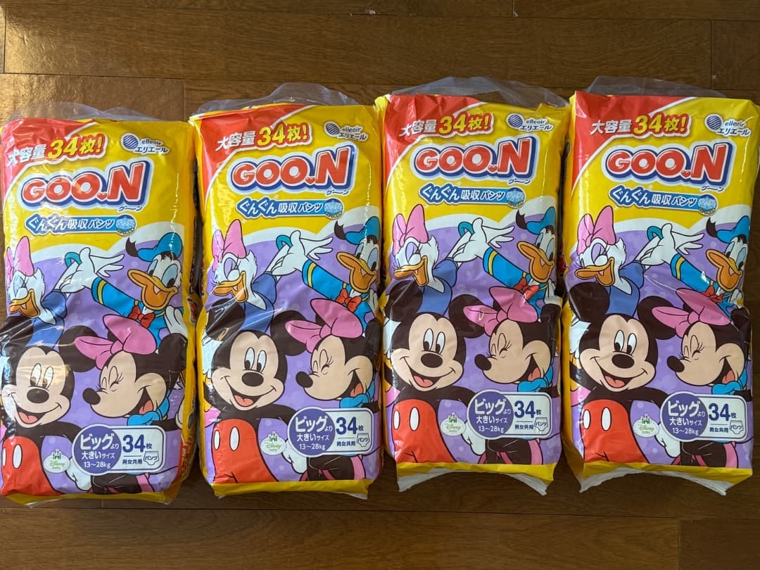 GOO.N おむつ 34枚×2箱204枚入グーン ビッグより大きい Qoo10]