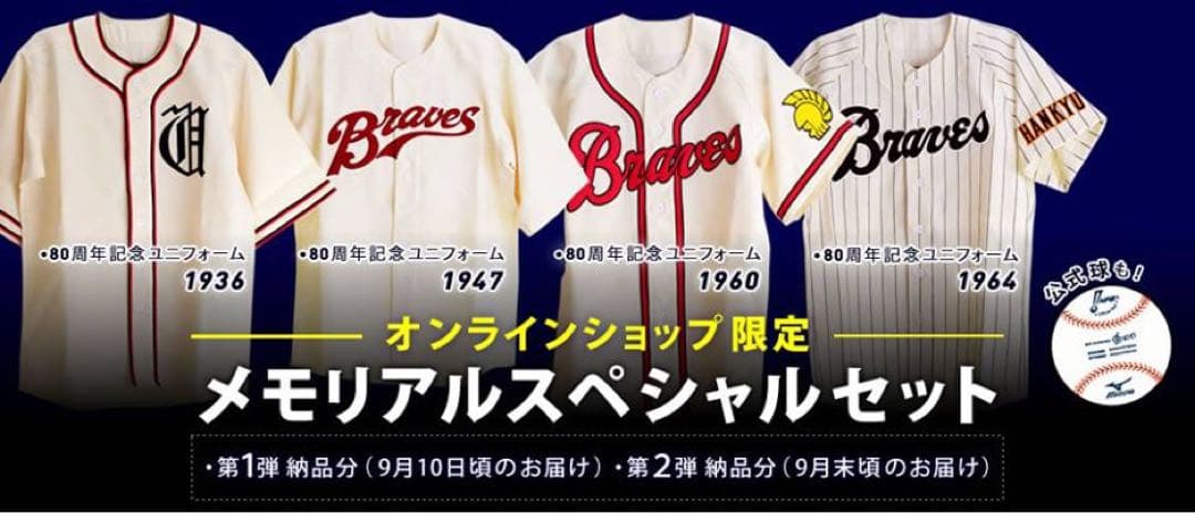 新品未使用 阪急ブレーブス 1960 復刻 ユニフォーム 背番号無