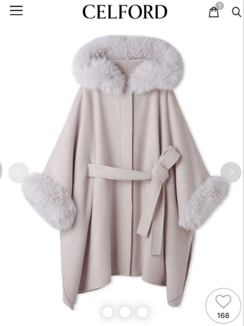 【美品】CELFORD セルフォード ファーポンチョコート CELFORD（セルフォード） (12%OFF) ファーポンチョコート 24秋冬