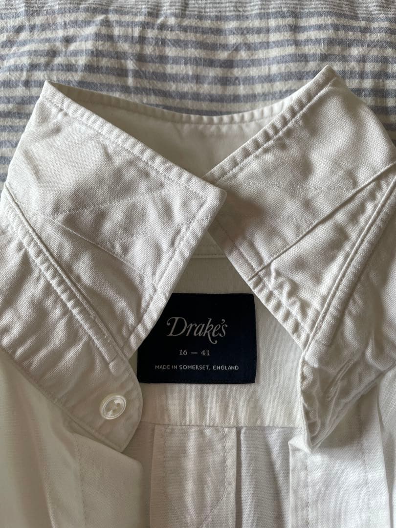 16/41] Drake's インバーテッドプリーツオックスフォードシャツ