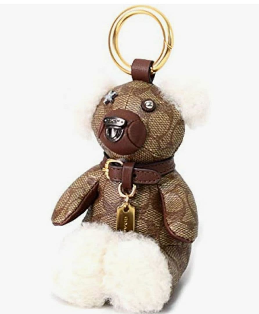 ★新品未使用★COACH シグネチャー チャーム テディベア キーホルダー くま COACH - 正規品 本物 希少 激レア コーチ COACH シグネチャーライン 即