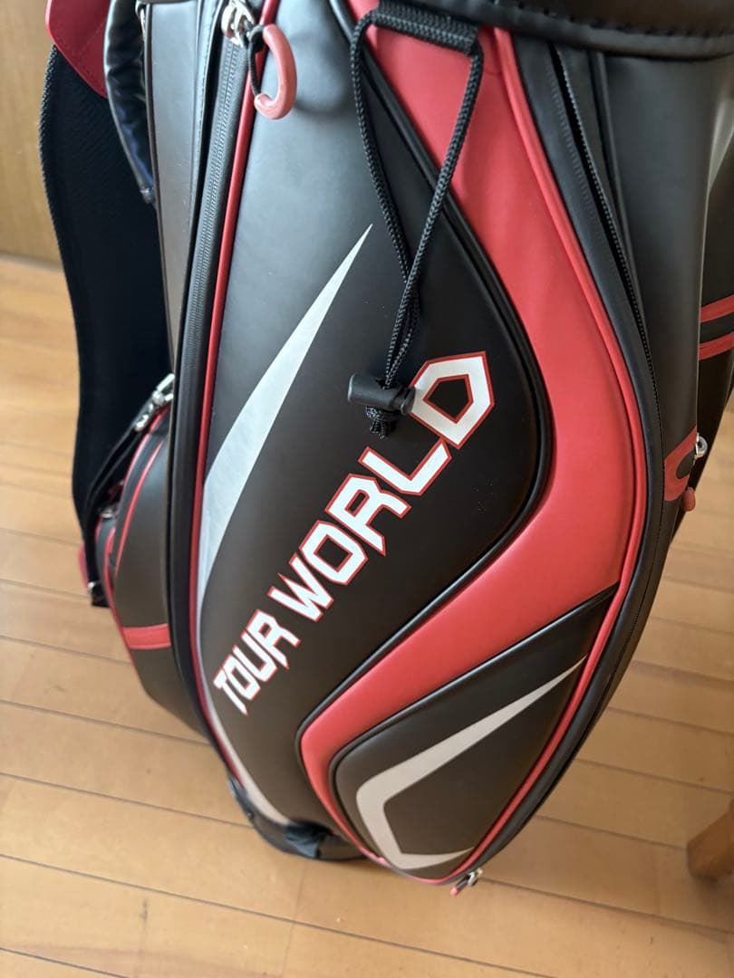 良品 ホンマ TOUR WORLD キャディバッグ 黒/赤 9インチ