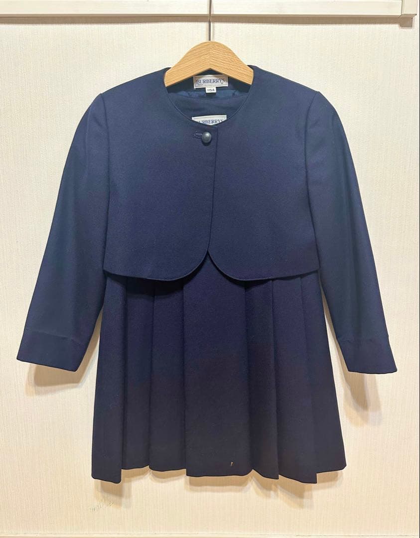 BURBERRYS お受験　アンサンブル　ワンピース110&115cm お受験スーツ ノーカラージャケット 前開きワンピース 濃紺ネイビー