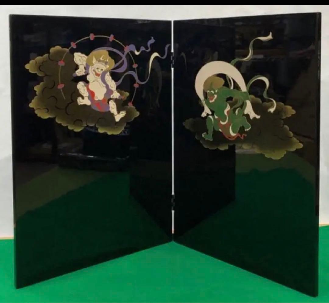 japanese screen俵屋宗達作　風神雷神絵　紀州塗り japanese screen俵屋宗達作 風神雷神絵 紀州塗り