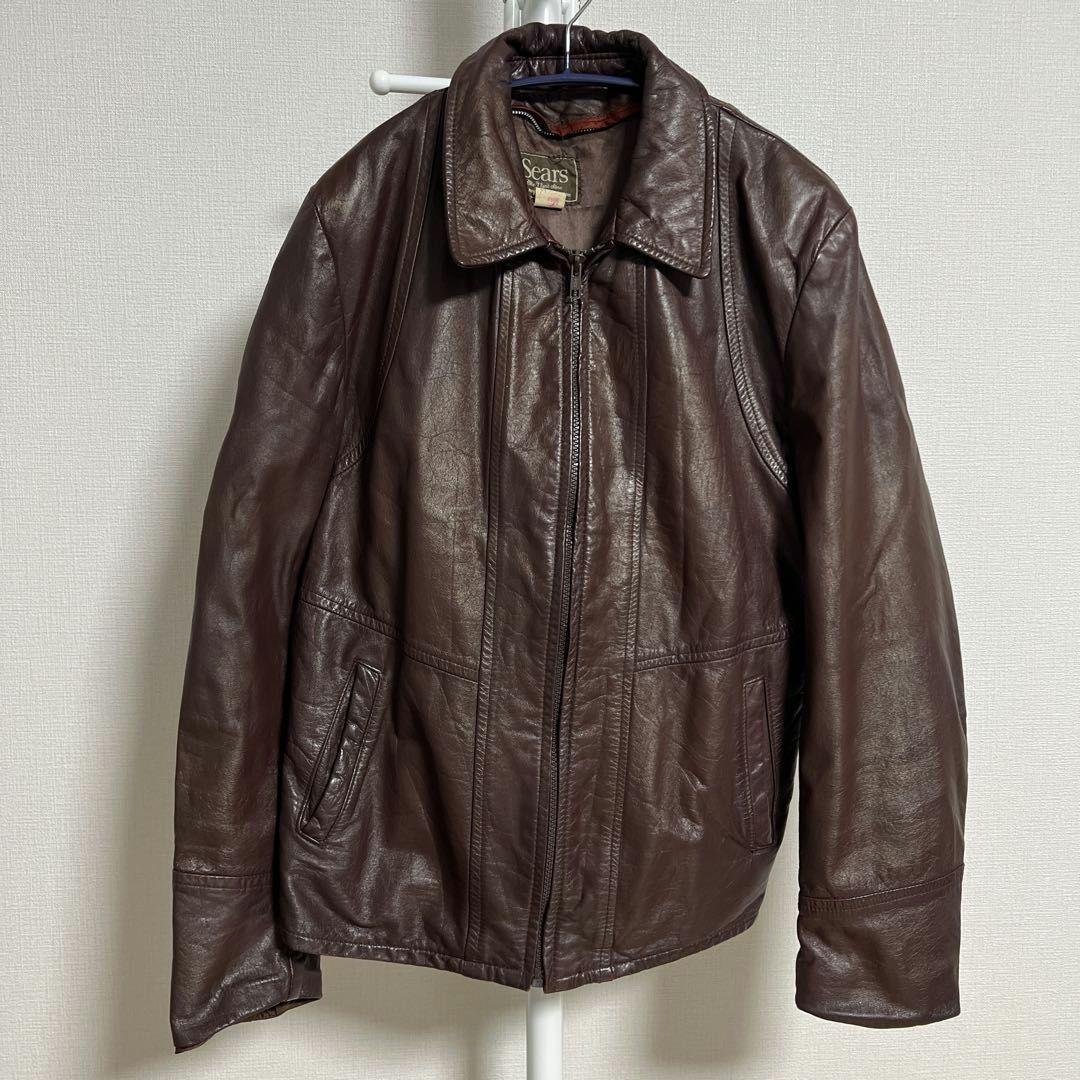♪ Sears レザージャケット 40 80s US シアーズ SEARS ヴィンテージ シングル ライダース レザー