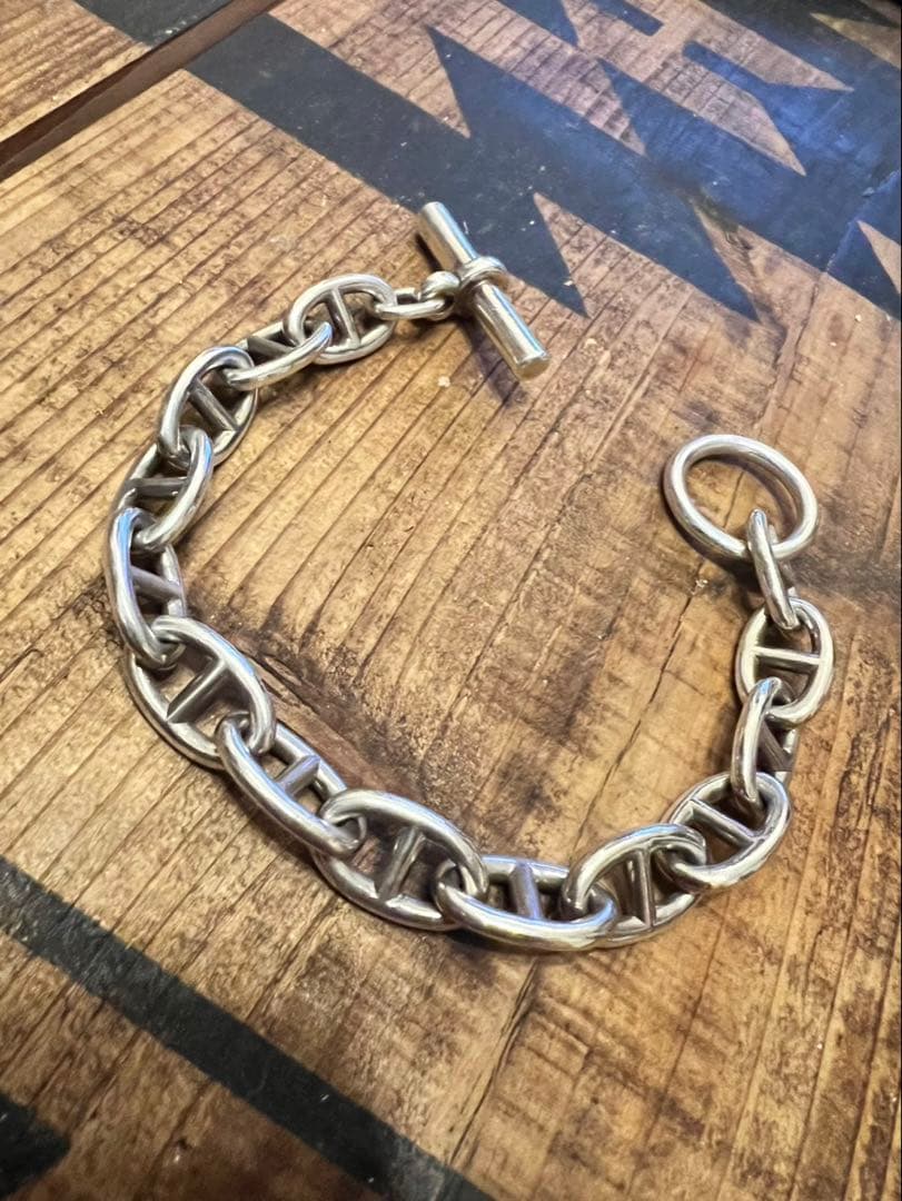 ヴィンテージ　アンカーチェーンブレスレット British Vintage Silver Anchor Chain Bracelet イギリス ヴィンテージ