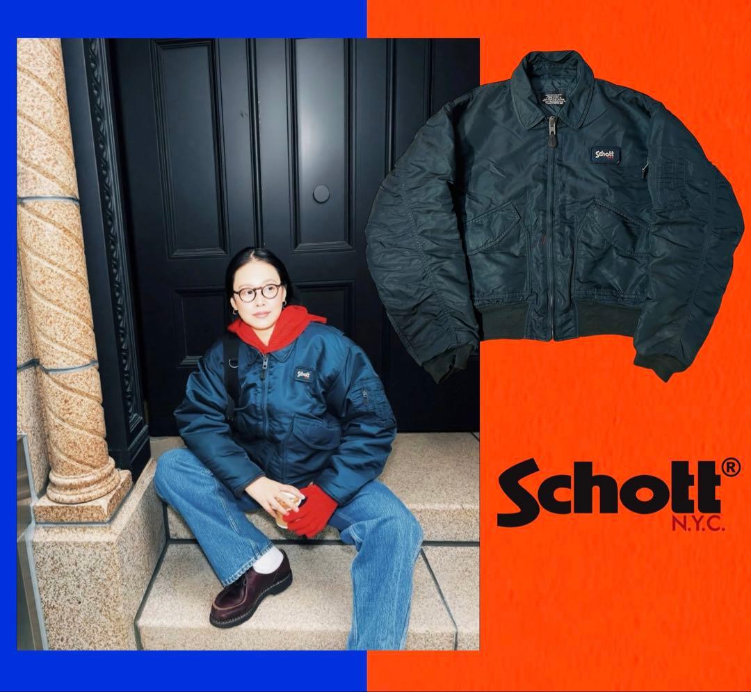 激レア田中シェン着Schott NYC flight jacket L Navy - メルカリ