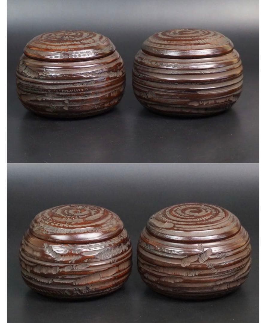 送料無料　日向特産　日向スワブデ蛤碁石36号・碁笥セット　旧家蔵出